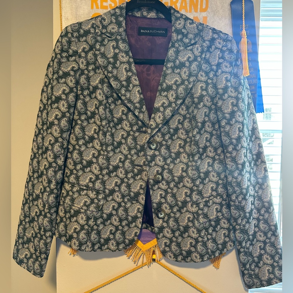 Dana Buchman Green and Purple Patterned Jacket